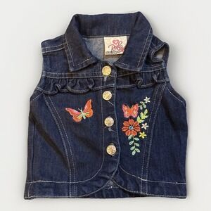 Real Love Girls Infant Denim Vest with Butterfly Embroidery 12 Months